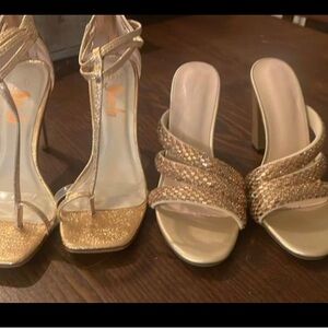 Gold/Rose Gold dressy heels size 8
